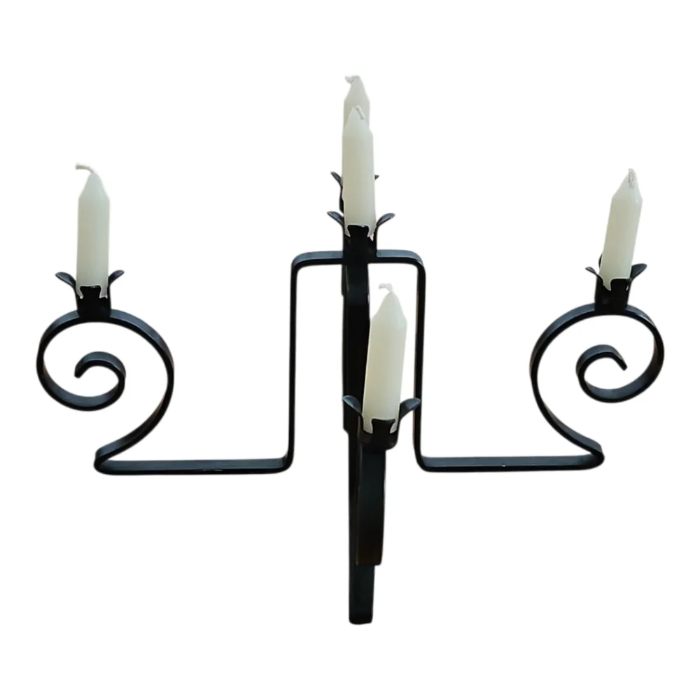 Mid Century Black Metal  Candelabra